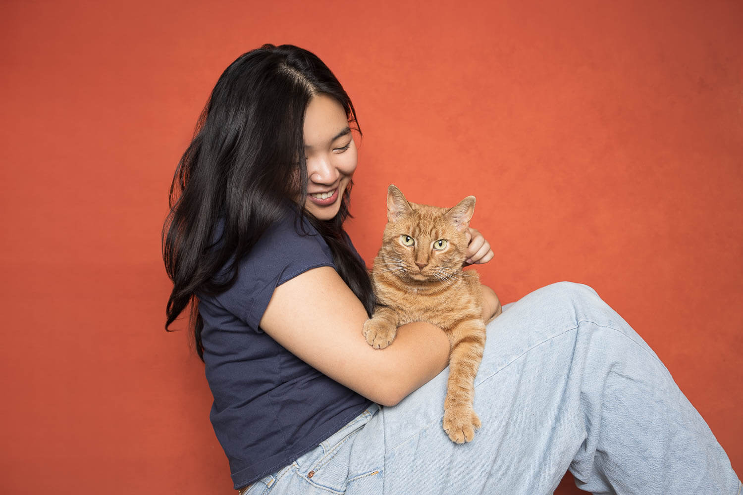 Cat portrait with human